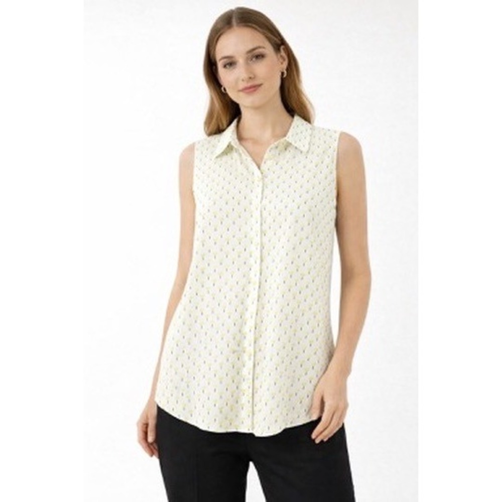 Greg Norman PlayDry Womens Sleeveless Golf Polo Shirt Lime Green White Floral L